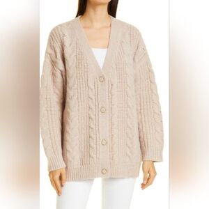 Jenni Kayne Wool & Alpaca Cable Cocoon Cardigan Blush Size Small